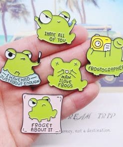 Alternative view of Funny Frog 'Man I Love Frogs' Enamel Pin