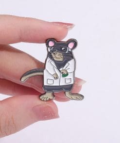 Alternative view of Scientist Rat 'Researcher' Enamel Pin