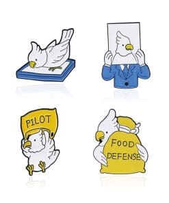 Parrot 'Set of 4 White Bird' Enamel Pin