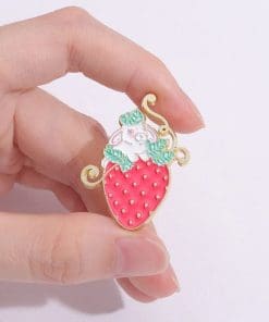 Alternative view of Strawberry 'Sweet Bunny' Enamel Pin