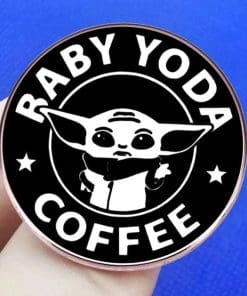 Alternative view of Baby Yoda 'St*r Wars Coffee' Enamel Pin