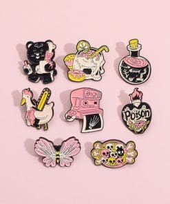 Alternative view of Pink Skeleton 'Punk Halloween 2.0 Set of 3' Enamel Pin