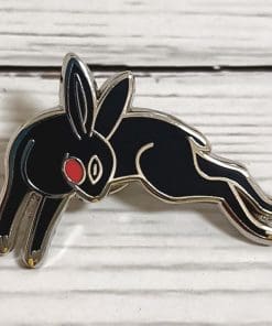 Black Leaping Rabbit Enamel Pin