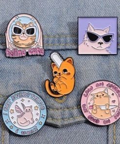Alternative view of Cat Knives 'Low on Spoon' Enamel Pin