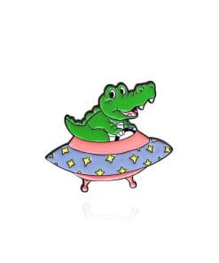 Alligator 'Spaceship Ride' Enamel Pin