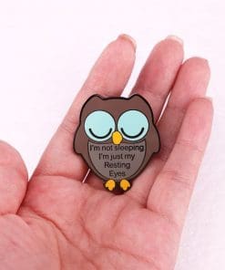 Alternative view of Sleepy Owl 'Not Sleeping Just My Resting Eyes' Enamel Pin