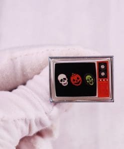 Alternative view of Vintage Tv 'Creepy Screen' Enamel Pin