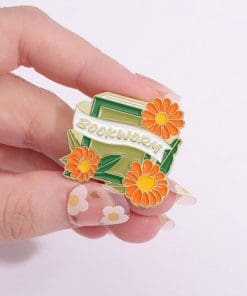 Alternative view of Cosmos Flower 'Bookworm' Enamel Pin