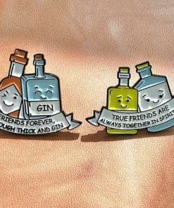 Alternative view of Drink Buddy 'True Friends Are Always Together in Spirits' Enamel Pin