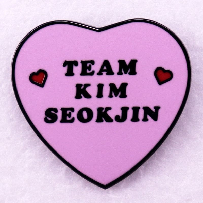 Pink Heart 'Team Kim Seok Jin' Enamel Pin