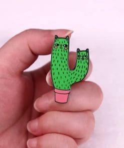 Alternative view of Lovely Cat 'Spikey Cat-tus' Enamel Pin