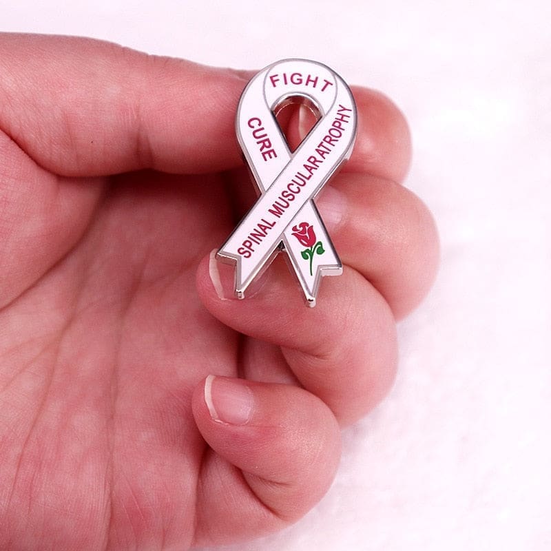 White Ribbon 'Spinal Muscular Atrophy Awareness' Enamel Pin - Image 2