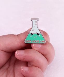 Alternative view of Erlenmeyer Flask 'Live Love Lab' Enamel Pin