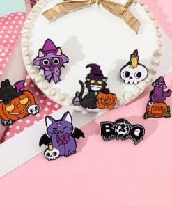 Alternative view of Smiley Pumpkin 'Bat Bunny Peeking' Enamel Pin