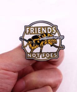 Alternative view of Wasp 'Friends Not Foes' Enamel Pin