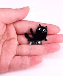 Alternative view of Black Cat 'Self Care' Enamel Pin
