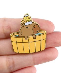 Alternative view of Capybara 'Bath Time with Rubber Duck' Enamel Pin