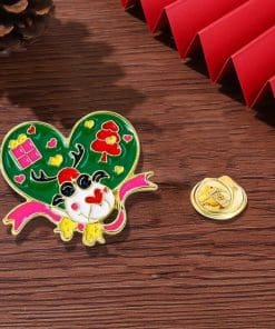 Alternative view of Christmas Decor 'Lovely Elk' Enamel Pin