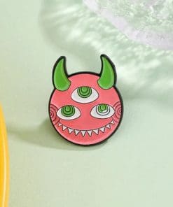 Alternative view of Pink Monster 'Three Eyed Elf' Enamel Pin
