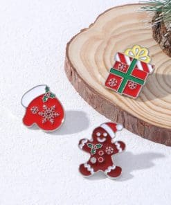 Alternative view of Christmas Gloves 'Red Mittens' Enamel Pin