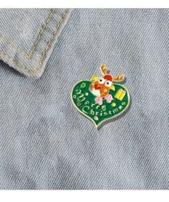Alternative view of Christmas Decor 'Elk Christmas' Enamel Pin