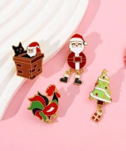Alternative view of Christmas 'Red Rooster' Enamel Pin