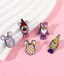 Alternative view of Easter Egg 'Bunny Gnomes' Enamel Pin