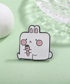 Alternative view of Square Animal 'Cute Rabbit' Enamel Pin