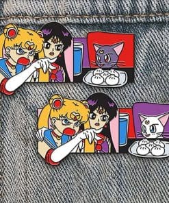 Alternative view of Sailor Moon and Sailor Mars 'Luna Dumplings' Enamel Pin