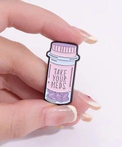 Alternative view of Medicine Bottle 'Take Your Meds | Purple Caps' Enamel Pin