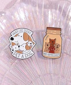 Alternative view of When Life Sucks Pet A Dog Enamel Pin