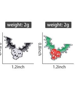 Christmas 'Red Skull Berries and Bat Leaves' Enamel Pin - Image 4