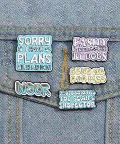 Alternative view of Dog Sound 'Woof' Enamel Pin
