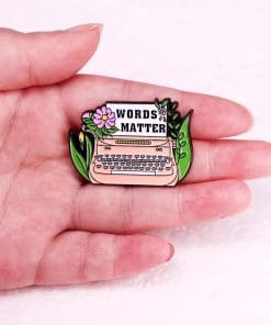 Alternative view of Typewriter 'Words Matter' Enamel Pin