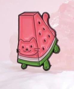 Alternative view of Fruit Cat 'Watermelon' Enamel Pin