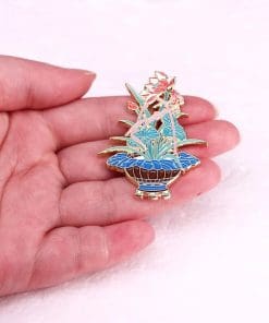 Alternative view of Lotus Garden Plant 'Carp Art' Enamel Pin