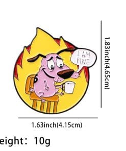 Alternative view of Courage the Cowardly Dog 'I Am Fine' Enamel Pin