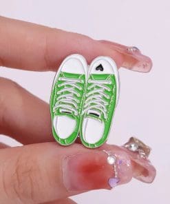 Alternative view of Canvas Shoes 'Green Sneaker' Enamel Pin