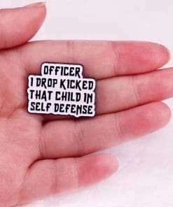Alternative view of Online Meme 'Officer I Drop Kicked That Child in Self Defense' Enamel Pin