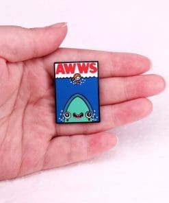 Alternative view of Baby Shark  'Awws | Jaws Meme' Enamel Pin