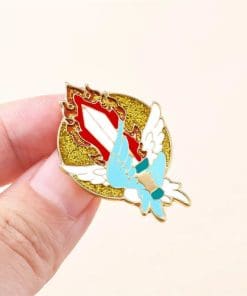 Alternative view of Good Omens 'Angel and Sword' Enamel Pin