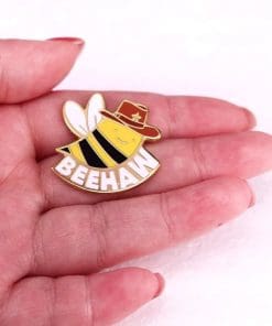 Alternative view of Cowboy Bee 'Beehaw' Enamel Pin