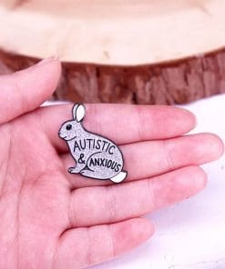 Alternative view of Sparkling Rabbit 'Autistic and Anxious' Enamel Pin