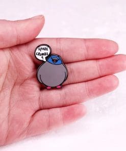 Alternative view of Chubby Pigeon 'Spare Crumbs' Enamel Pin