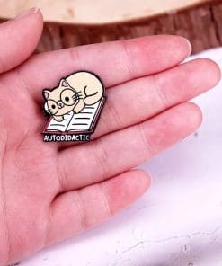 Alternative view of Cat Learner 'Autodidactic' Enamel Pin