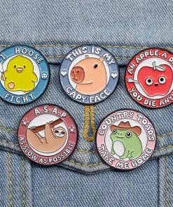 Alternative view of Daily Meme 'An Apple A Day You Die Anyway' Enamel Pin