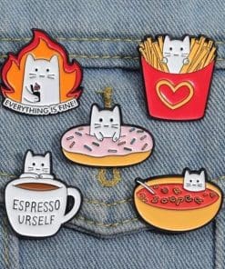 Alternative view of Hungry Cat 'Espresso Urself' Enamel Pin