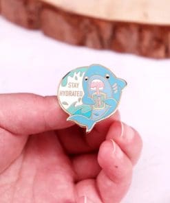 Alternative view of Thirsty Shark 'Stay hydrated' Enamel Pin