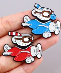 Alternative view of Cuphead 'Blue Airplane' Enamel Pin