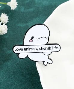 Alternative view of Dolphin 'Love Animals Cherish Life' Enamel Pin
